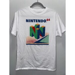 Nintendo 64 Graphic T-Shirt Mens Medium White N64 Retro Gaming Logo Tee Cotton
